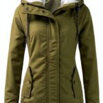 AMDOLE Manteau femme grande taille coton polaire à capuche vert L-0