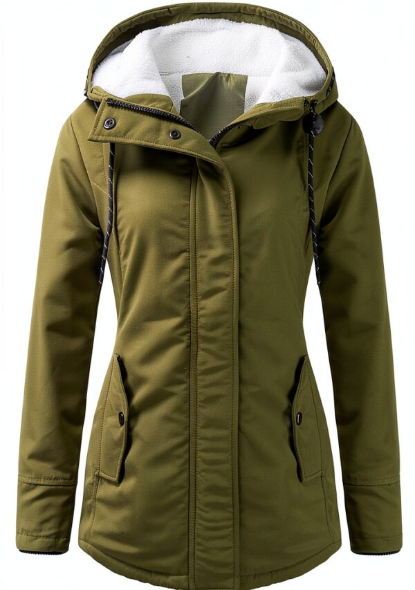 AMDOLE Manteau femme grande taille coton polaire à capuche vert L-0