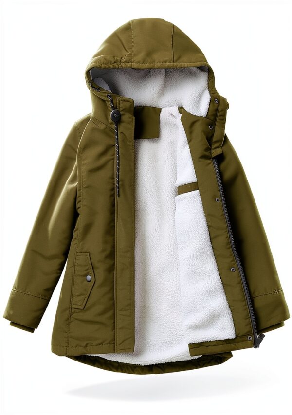 AMDOLE Manteau femme grande taille coton polaire à capuche vert L-5