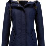 Manteau femme grande taille AMDOLE en coton polaire à capuche, rouge-0