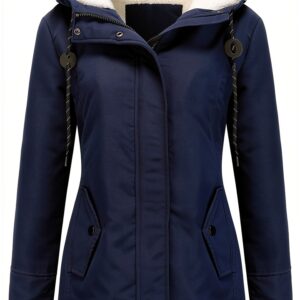 Manteau femme grande taille AMDOLE en coton polaire à capuche, rouge-0