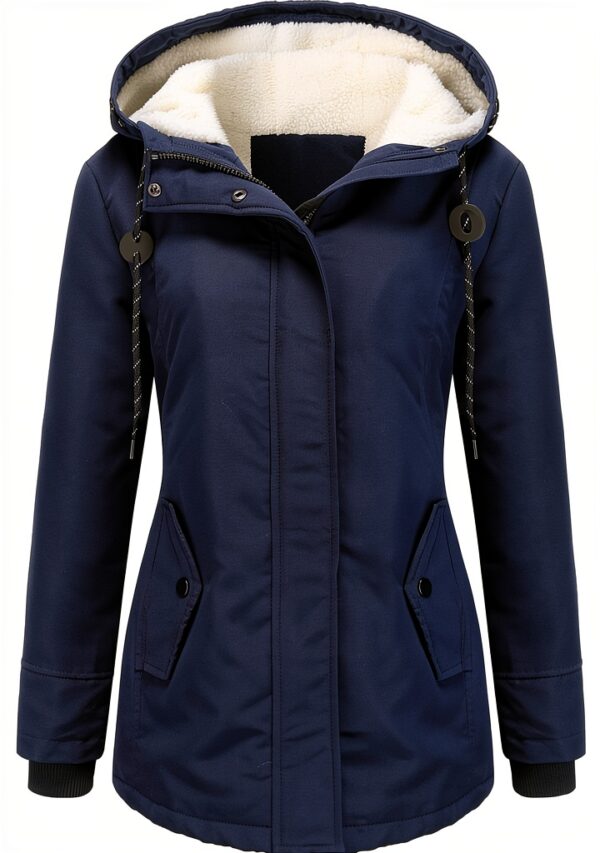 Manteau femme grande taille AMDOLE en coton polaire à capuche, rouge-0