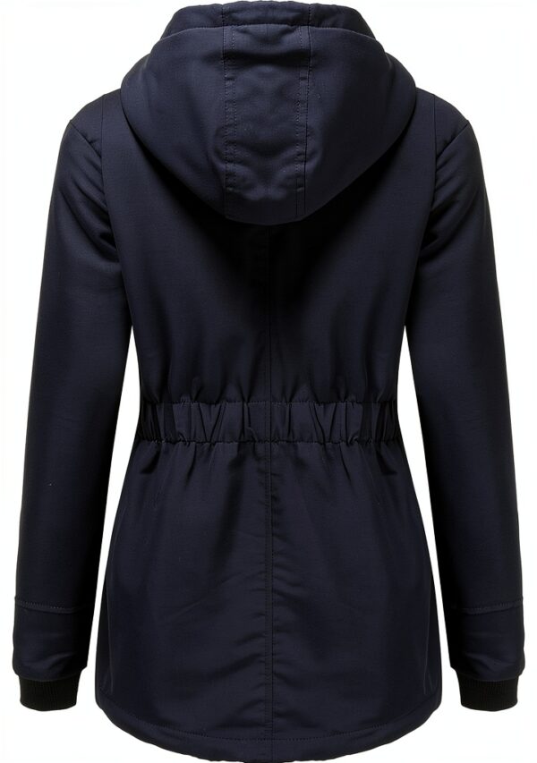 Manteau femme grande taille AMDOLE en coton polaire à capuche, rouge-1
