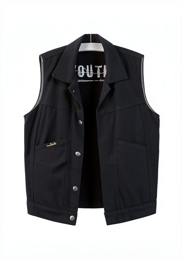 Cardigan noir femme - Gilet jean léger, grande taille, col revers-2