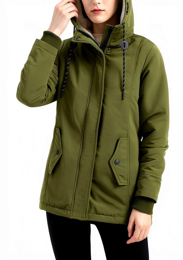 AMDOLE Manteau femme grande taille coton polaire à capuche vert L-3