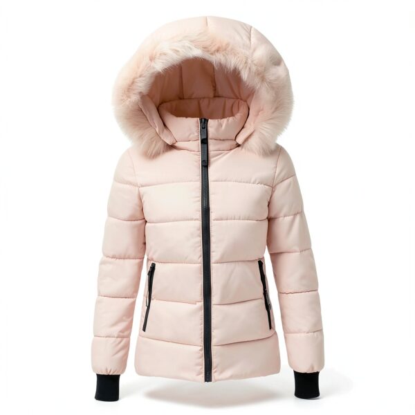 Manteau d'hiver femme matelassé à capuche fourrure - Longueur moyenne-2