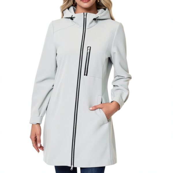 Trench Softshell femme coupe-vent imperméable avec capuche et poches-1