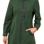 Trench Softshell femme coupe-vent à capuche, poches – tailles XXL-3XL-0