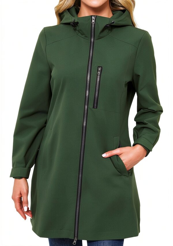 Trench Softshell femme coupe-vent à capuche, poches – tailles XXL-3XL-0