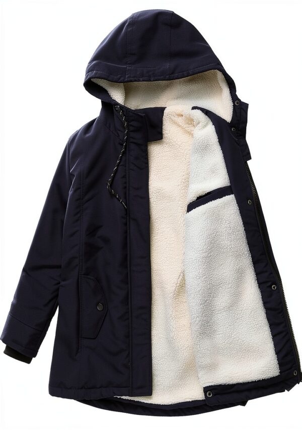 Manteau femme grande taille AMDOLE en coton polaire à capuche, rouge-2