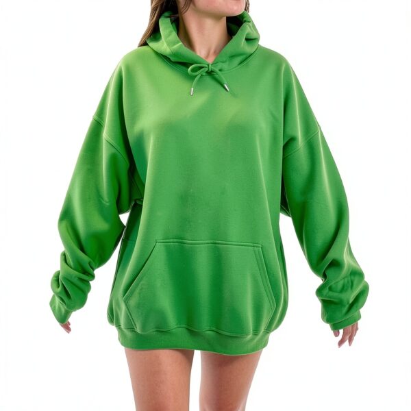 Sweat à capuche surdimensionné pour femme, tendance, décontracté, doublé en polaire, manches longues, épaules tombantes, pull à capuche pour femmes, pull à capuche tendance pour l'automne, tenue unie-1