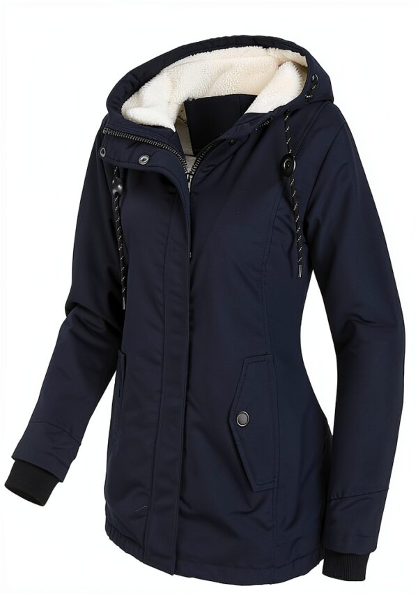 Manteau femme grande taille AMDOLE en coton polaire à capuche, rouge-3