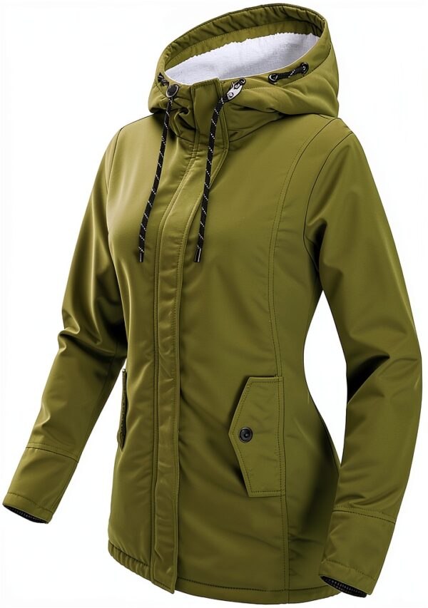 AMDOLE Manteau femme grande taille coton polaire à capuche vert L-1