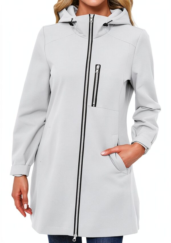 Trench Softshell femme coupe-vent imperméable avec capuche et poches-0