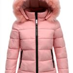 Manteau d'hiver femme matelassé à capuche fourrure - Longueur moyenne-0