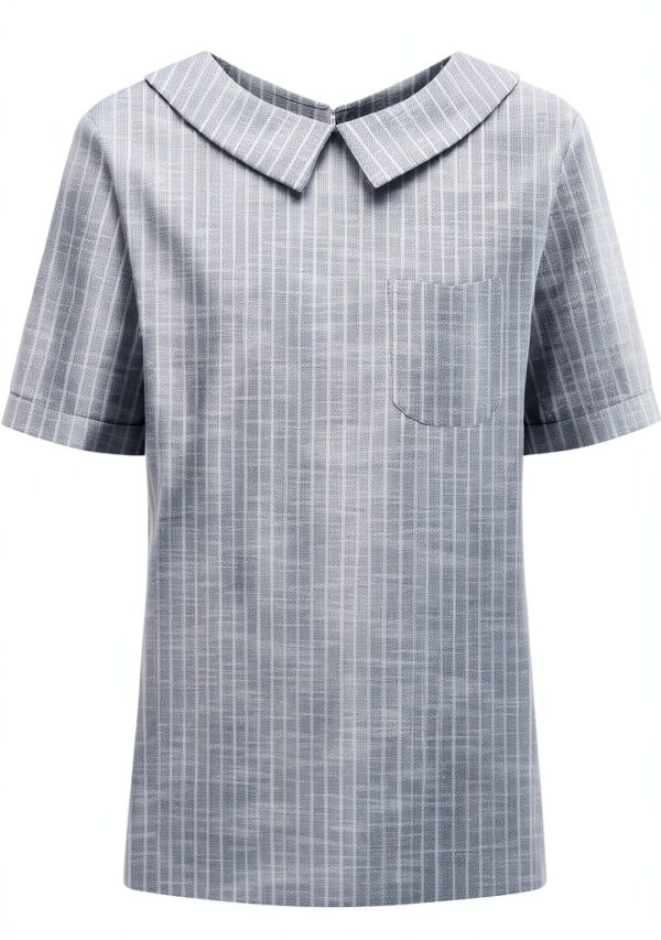 Chemise femme en coton‑lin respirant – Grande taille, poches – Bleu-1