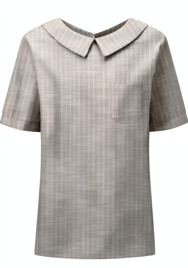 Chemise femme en coton-lin respirant à poches – coupe mince –-1