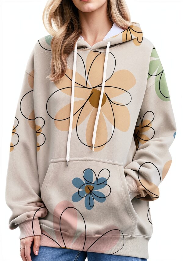 Sweat à capuche surdimensionné à manches longues pour femme - Sweat à capuche surdimensionné avec poches - Sweat à capuche fin uni-0