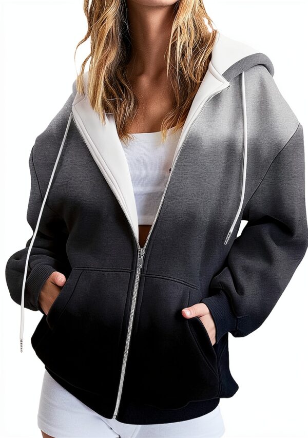 Sweat à capuche surdimensionné pour femme - Style décontracté à manches longues - Uni - Haut tendance - Ample et confortable - Avec cordon de serrage - Pour Halloween, automne, hiver - Avec poches-0