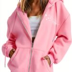 Sweat à capuche pour femme UK 2025 Halloween surdimensionné imprimé lettres pull à manches longues avec poche mignon ample Y2K vêtements d'automne pull haut d'Halloween léger couleur unie cardigan-0