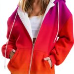 Sweat à capuche surdimensionné pour femme - Style décontracté à manches longues - Uni - Haut tendance - Ample et confortable - Avec cordon de serrage - Pour Halloween, automne, hiver - Avec poches-0