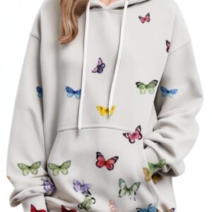 Sweat à capuche pour femme avec fermeture éclair intégrale et cordon de serrage - Grandes poches - Tunique à manches longues - Cordon de serrage - Col en V - Pull décontracté - Printemps - Automne-0