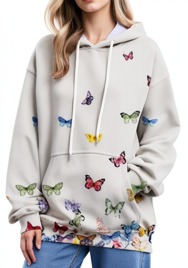 Sweat à capuche pour femme avec fermeture éclair intégrale et cordon de serrage - Grandes poches - Tunique à manches longues - Cordon de serrage - Col en V - Pull décontracté - Printemps - Automne-0