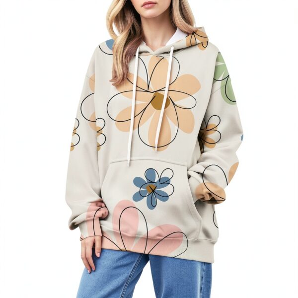Sweat à capuche surdimensionné à manches longues pour femme - Sweat à capuche surdimensionné avec poches - Sweat à capuche fin uni-1