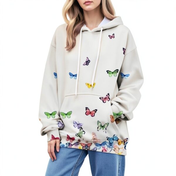 Sweat à capuche pour femme avec fermeture éclair intégrale et cordon de serrage - Grandes poches - Tunique à manches longues - Cordon de serrage - Col en V - Pull décontracté - Printemps - Automne-1