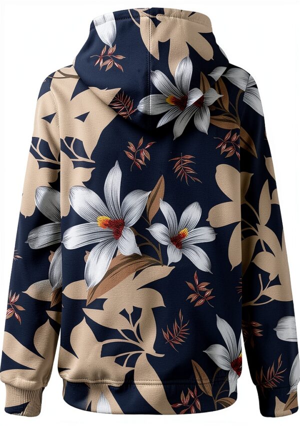Sweat à capuche pour femme avec fermeture éclair intégrale et cordon de serrage - Grandes poches - Tunique à manches longues - Cordon de serrage - Col en V - Pull décontracté - Printemps - Automne-4