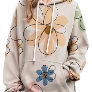 Sweat à capuche pour femme avec fermeture éclair intégrale et cordon de serrage - Grandes poches - Tunique à manches longues - Cordon de serrage - Col en V - Pull décontracté - Printemps - Automne-0