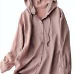 Haut à capuche en coton et lin pour femme - Léger à manches longues - Protection solaire - Style décontracté et confortable - Boutonné - Pour sports de plein air-0
