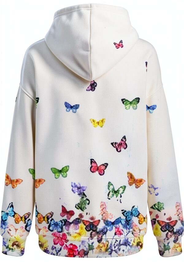 Sweat à capuche pour femme avec fermeture éclair intégrale et cordon de serrage - Grandes poches - Tunique à manches longues - Cordon de serrage - Col en V - Pull décontracté - Printemps - Automne-4