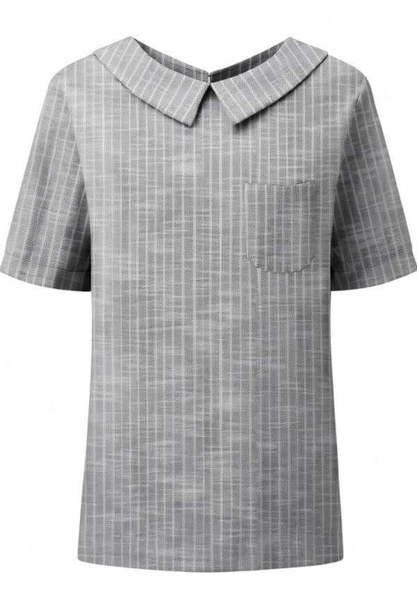 Chemise femme manches courtes en coton‑lin respirant, poches Generic-1