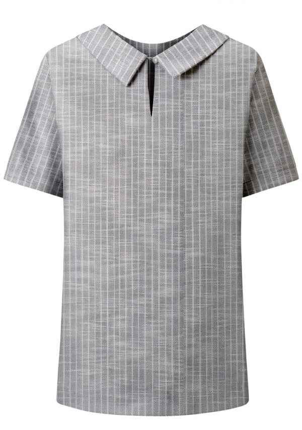 Chemise femme manches courtes en coton‑lin respirant, poches Generic-2