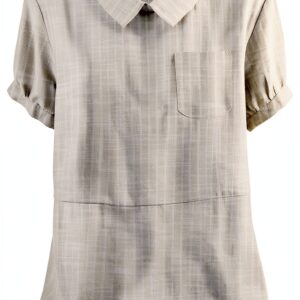 Chemise femme en coton-lin respirant à poches – coupe mince –-0