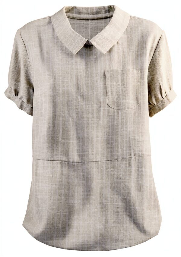 Chemise femme en coton-lin respirant à poches – coupe mince –-0