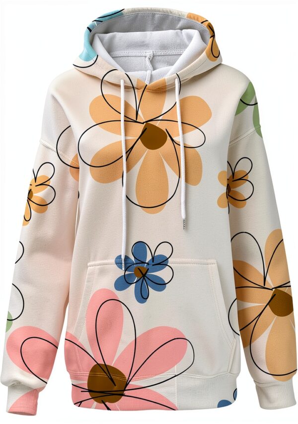 Sweat à capuche surdimensionné à manches longues pour femme - Sweat à capuche surdimensionné avec poches - Sweat à capuche fin uni-3