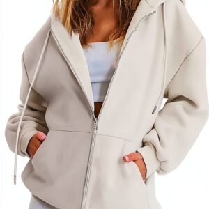 Sweat à capuche zippé pour femme - Pull en polaire douce - Coupe-0