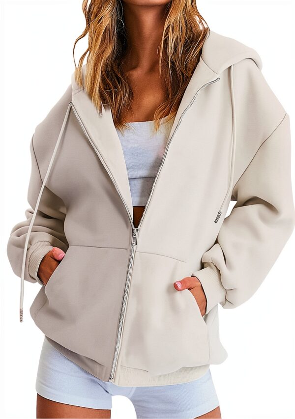 Sweat à capuche zippé pour femme - Pull en polaire douce - Coupe-0