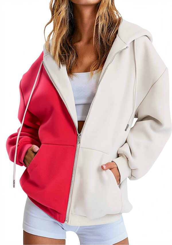 Sweat à capuche zippé pour femme - Pull à manches longues - Confortable - Coupe classique-0